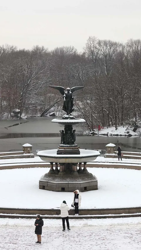 FOTO: Momen Kota New York Akhirnya Diguyur Hujan Salju Pertama Setelah 700 Hari