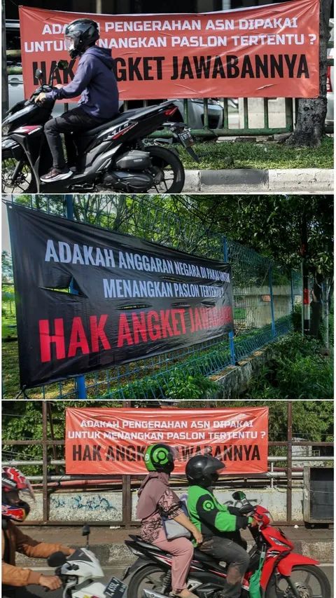 FOTO: Penampakan Spanduk Dukung Hak Angket DPR Bertebaran di Jakarta