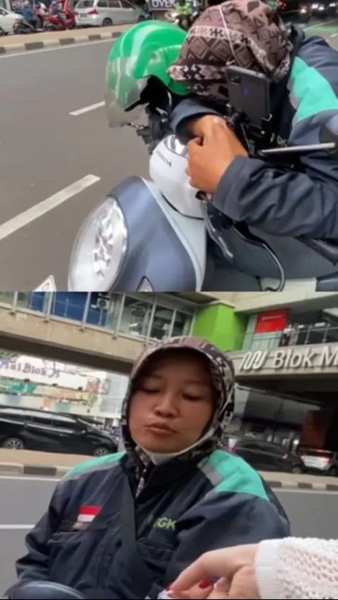 Wanita Ini Bantu Driver Ojol yang Sedang Tertidur saat Nunggu Orderan, Beri Makanan hingga Uang Tunai