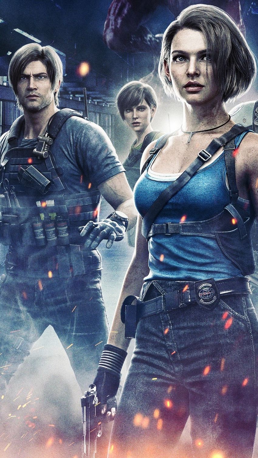 Resident evil movie poster with ada and chainsaw