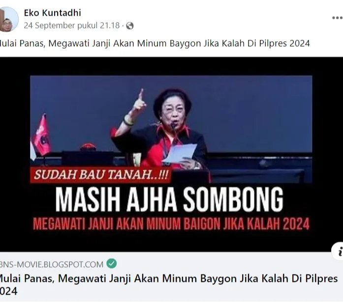 Beredar Hoaks Megawati Minum Obat Nyamuk Jika PDIP Kalah, Begini Faktanya