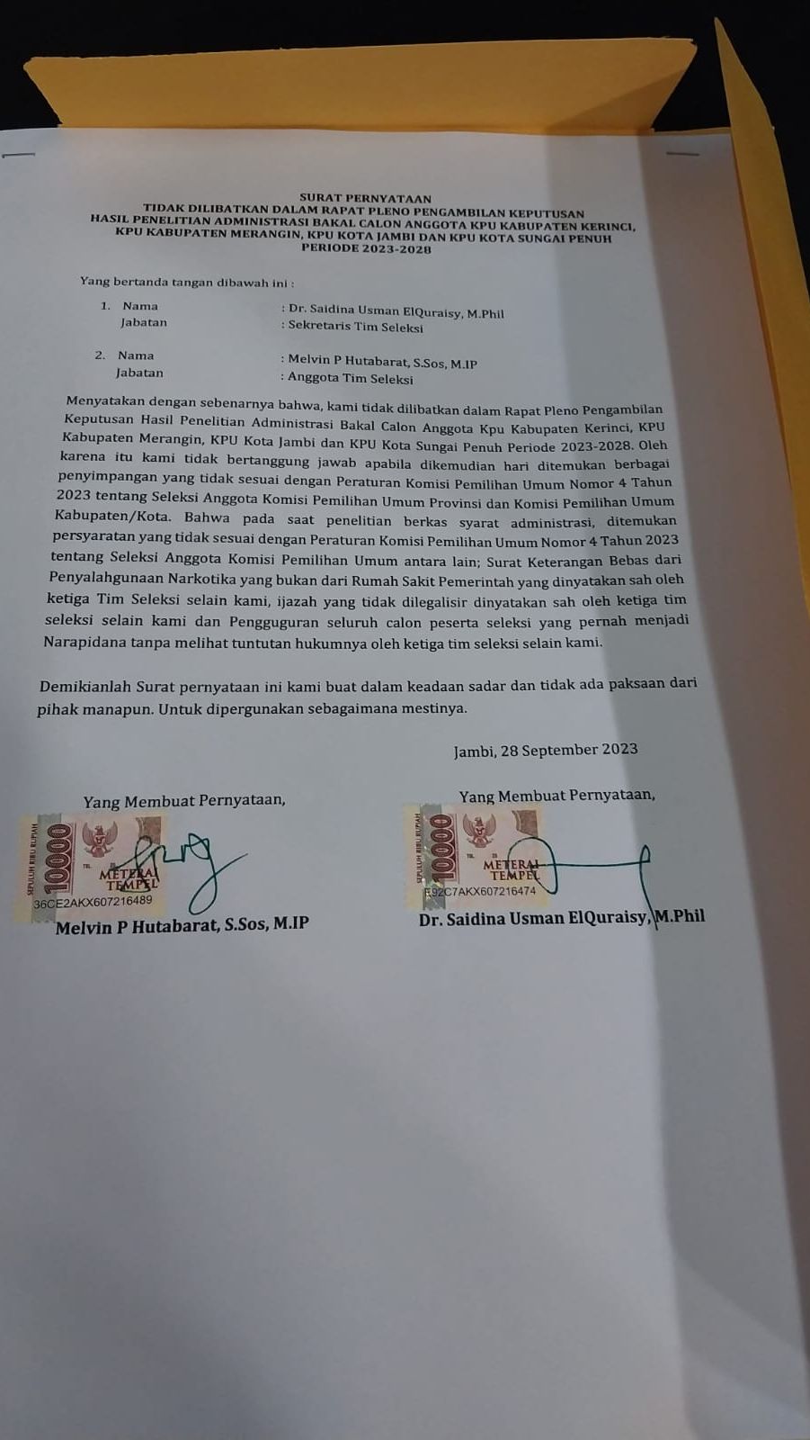 Seleksi Anggota KPU Jambi Diduga Banyak Kecurangan, Timsel Lapor ke KPU Pusat<br>