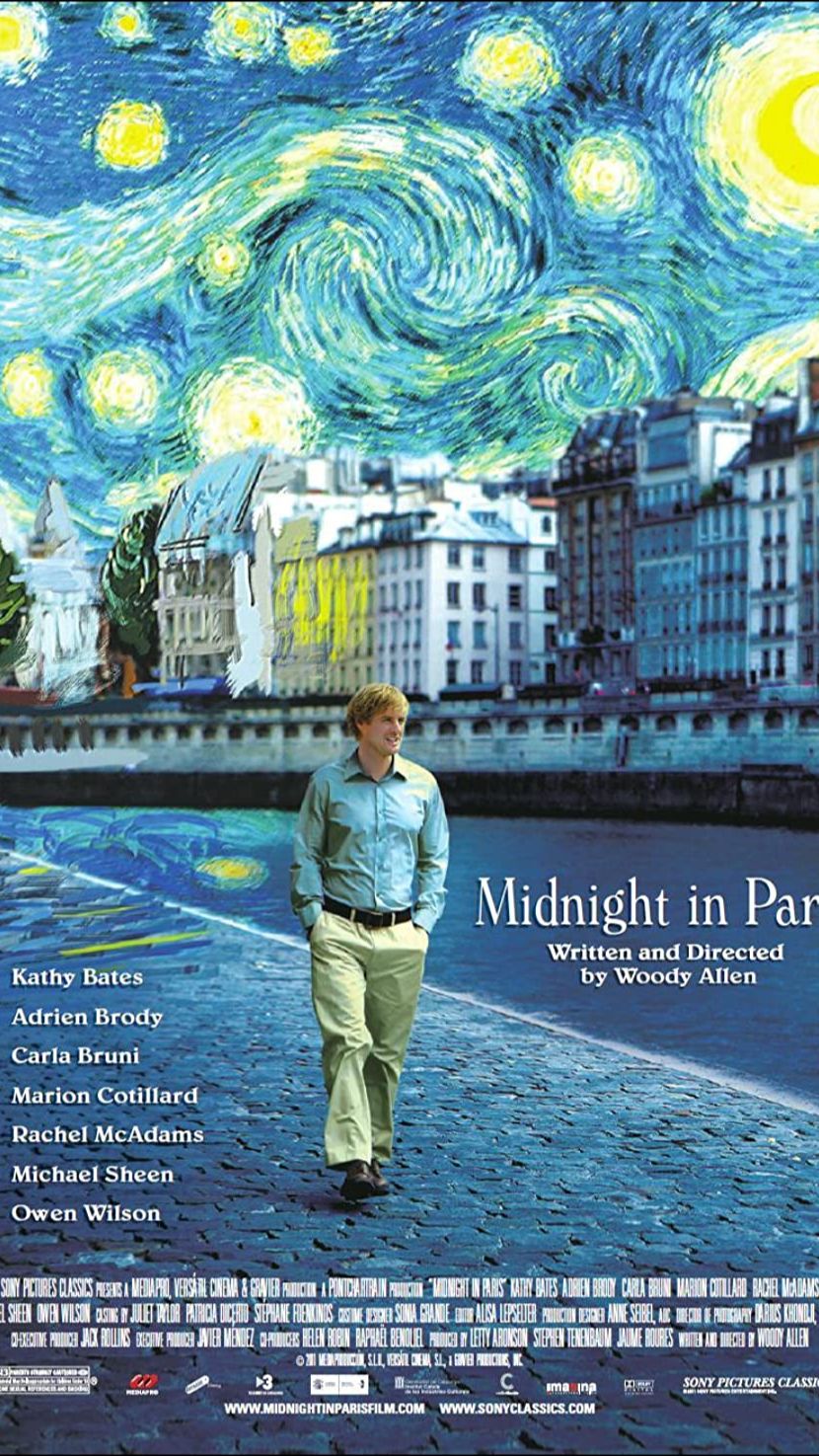 <b>MIDNIGHT IN PARIS (2011) </b>tells the story of a Hollywood screenwriter who is on vacation in Paris with his girlfriend Inez, who is trying to produce his first novel.<br>