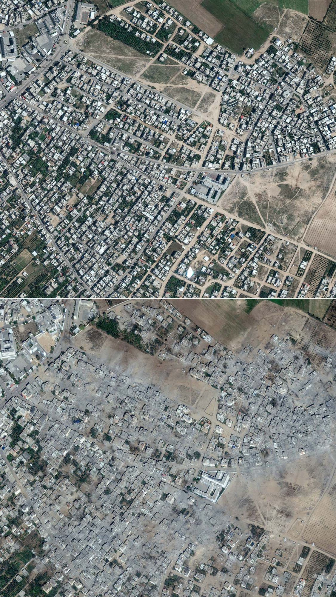 Foto Citra Satelit Luar Angkasa Ini Perlihatkan Kondisi Jalur Gaza Sebelum Dan Sesudah