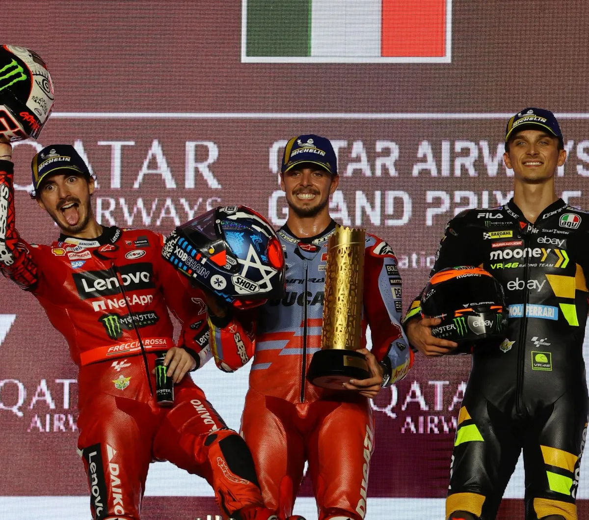 FOTO: Tangis Haru Fabio Di Giannantonio Rasakan Podium Perdana Usai Jadi Juara MotoGP Qatar 2023