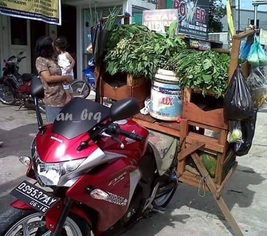 10 Potret Pedagang Sayur Keliling Pakai Motor Sport Untuk Jualan Kalau