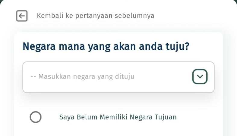 Pilih Negara Tujuan