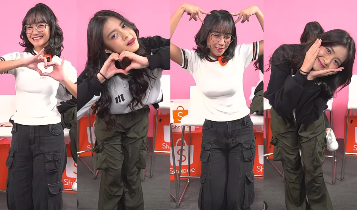 Freya dan Christy JKT48 langsung melakukan pose kiyowo yang bikin semua Wota dan netizen se-Indonesia terpukau dengan paras keduanya yang sangat manis dan menggemaskan. 