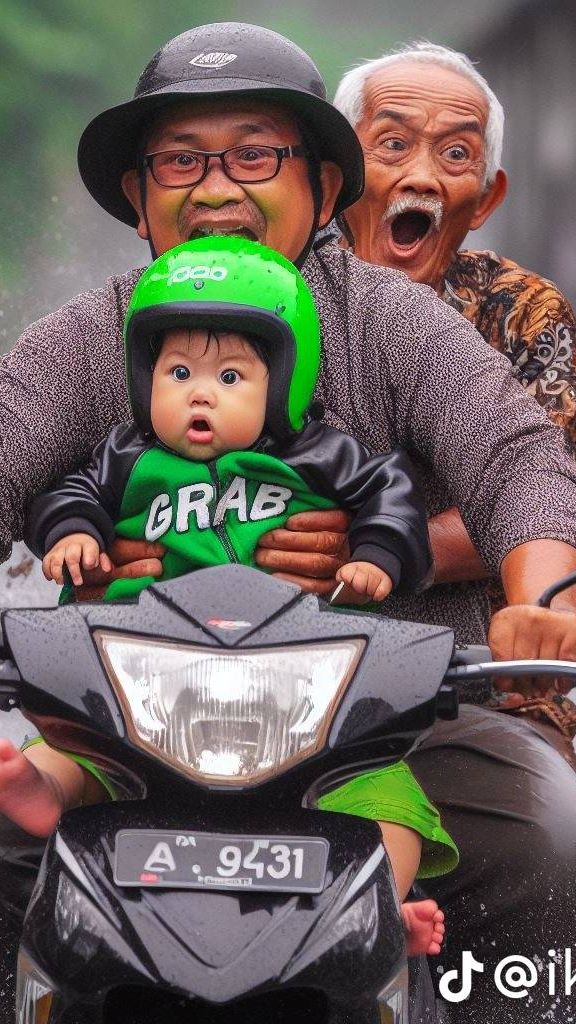 Potret Foto Ojek Online Diedit Dengan AI, Jadi Lebih Lucu!