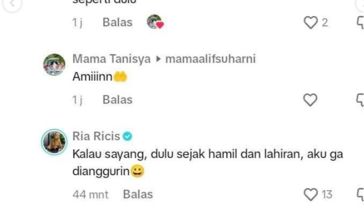 Reaksi Ria Ricis