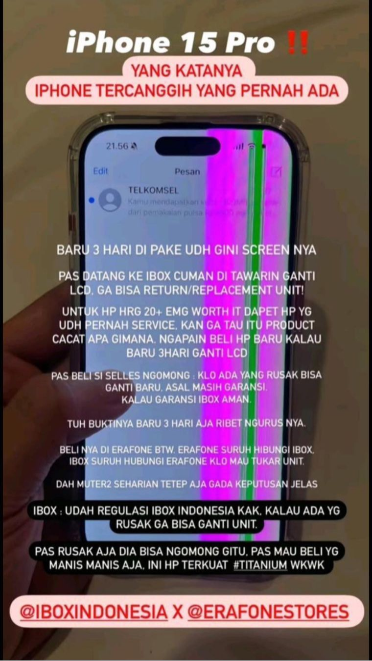 Erajaya Pastikan Keluhan Pembeli iPhone 15 Pro Baru Beli Rusak LCD Sudah Diselesaikan dengan Baik