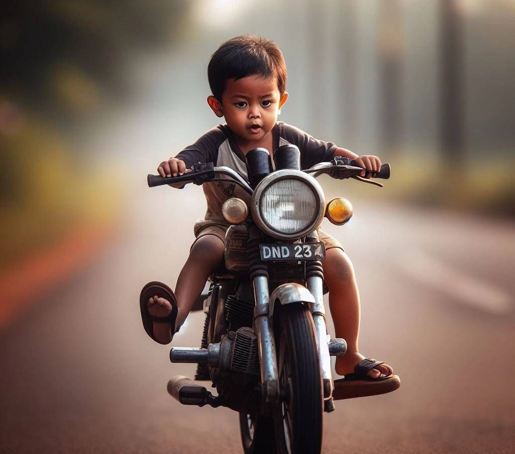 Potret Anak Kecil Naik Motor Eits Ini Editan Ai Photo