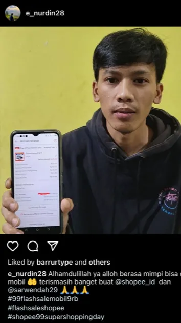 Dipandu Sarwendah, Pemuda Asal Tasikmalaya Bawa Pulang Mobil Avanza Seharga Rp9 Ribu dari Live Streaming Flash Sale di Shopee Live