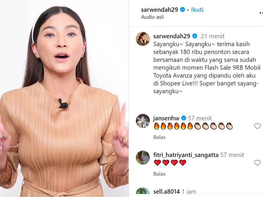 Diikuti Lebih Dari 180 Ribu Orang Secara Bersamaan di Waktu yang Sama, Flash Sale Mobil 9RB Perdana di Shopee Live bersama Sarwendah Heboh!