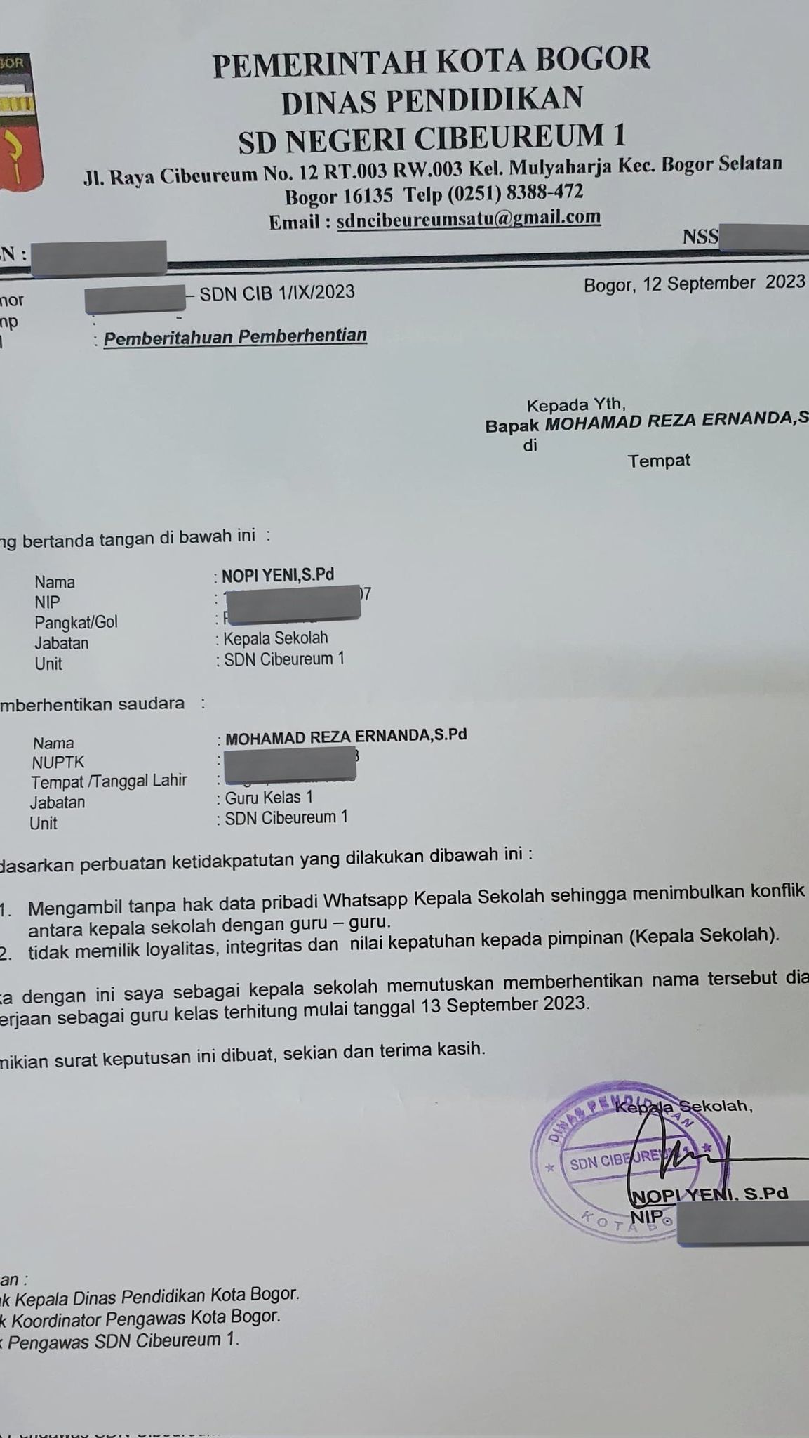 Wali Kota Bogor Pecat Kepala Sekolah SD yang Berhentikan Guru Honorer Usai Lapor Pungli