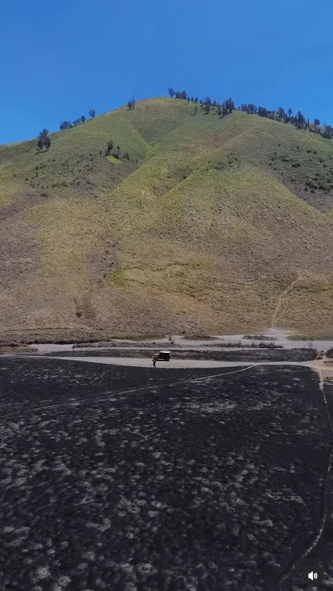 Potret Terkini Padang Savana Bromo Usai Terbakar, Pemandangan Hijau Berubah jadi Hitam dan Penuh Abu