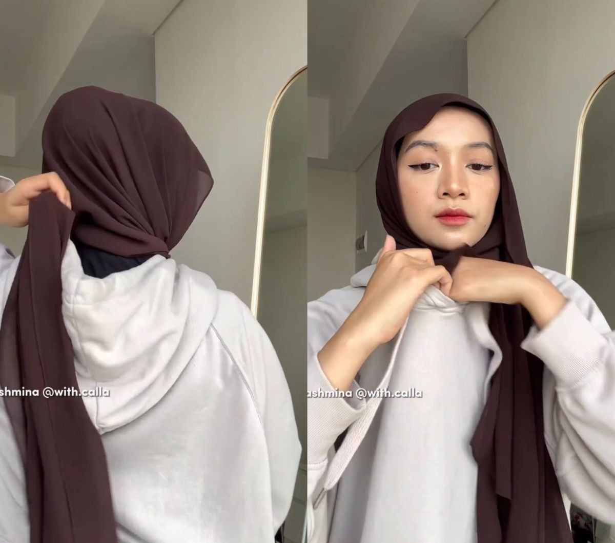 Tutorial Pashmina dengan Hoodie Super Simpel Untuk Kaum Rebahan