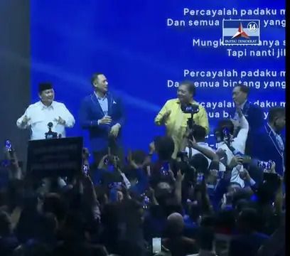 Momen Unik Deklarasi Prabowo Jadi Capres Partai Demokrat, SBY Nyanyi 'You Will Never Walk Alone' Semua Joget