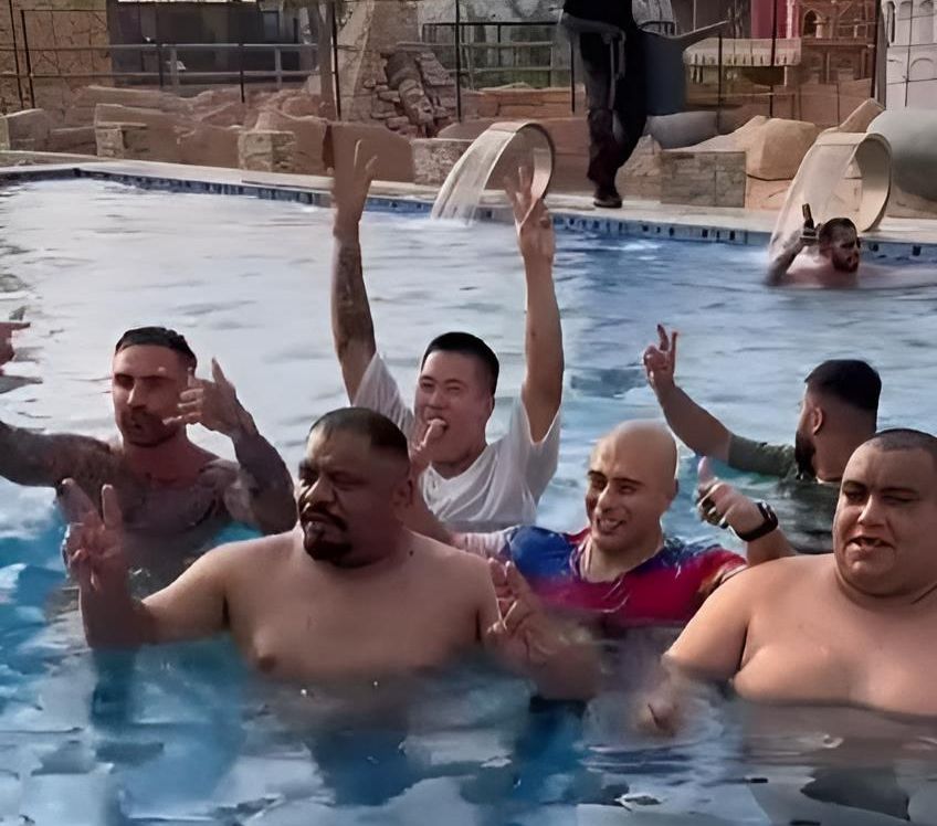 Ngakak! Bapak-Bapak Macho Auto Kocar-kacir Saat Seekor Harimau Masuk Kolam Renang