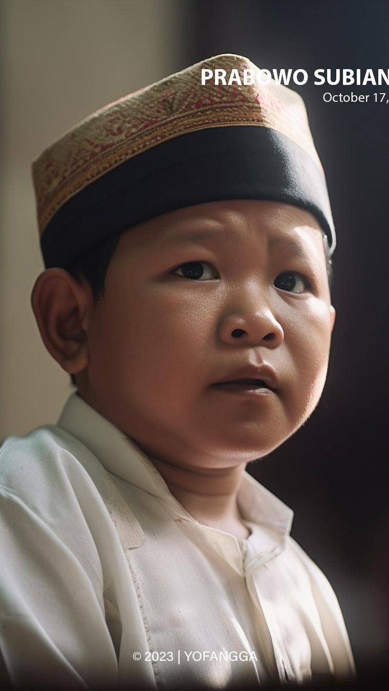 Potret Menteri Pertahanan Prabowo Subianto versi anak-anak. Lucu sekali kan?