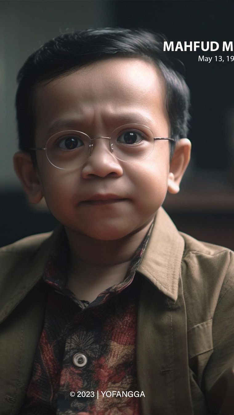 Potret wajah versi cilik Menteri Koordinator Bidang Politik, Mahfud MD, sekilas mirip Daus Mini. Imut banget pakai kacamata.