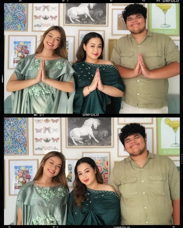 Rebeca Klopper juga kenakan baju shimmer dengan warna mint