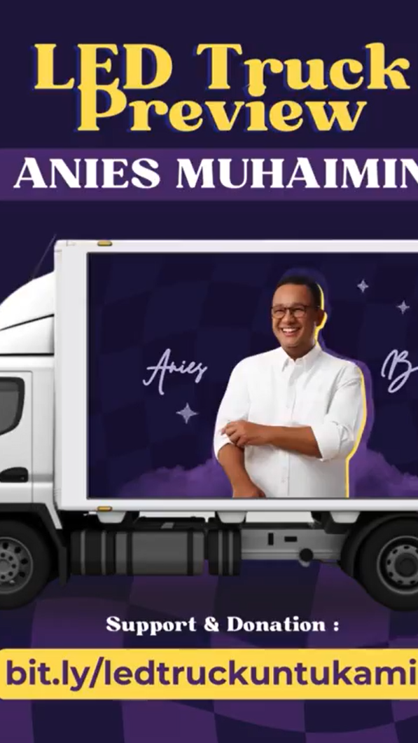 Pendukung 'Abah' Anies Beraksi Lagi, Donasi Hadirkan Truk Layar LED Keliling