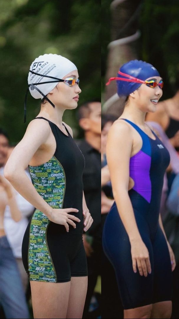10 Adu Gaya Cinta Laura VS Gisella Anastasia Saat Lomba Renang, Pamer Tato di Punggung!