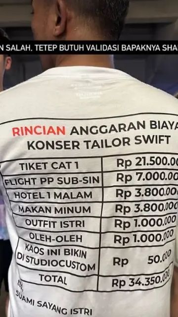 Viral Suami Temani Istri Nonton Konser Taylor Swift Pakai Kaos Rincian Biaya Rp34 Juta:
