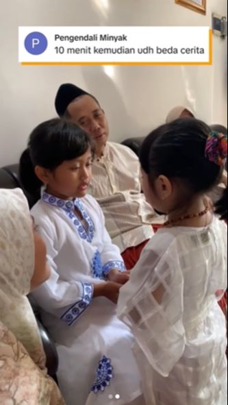 Momen Sungkeman Kakak Beradik Saat Lebaran Ini Bikin Ngakak, Netizen: 10 Menit Lagi Perang