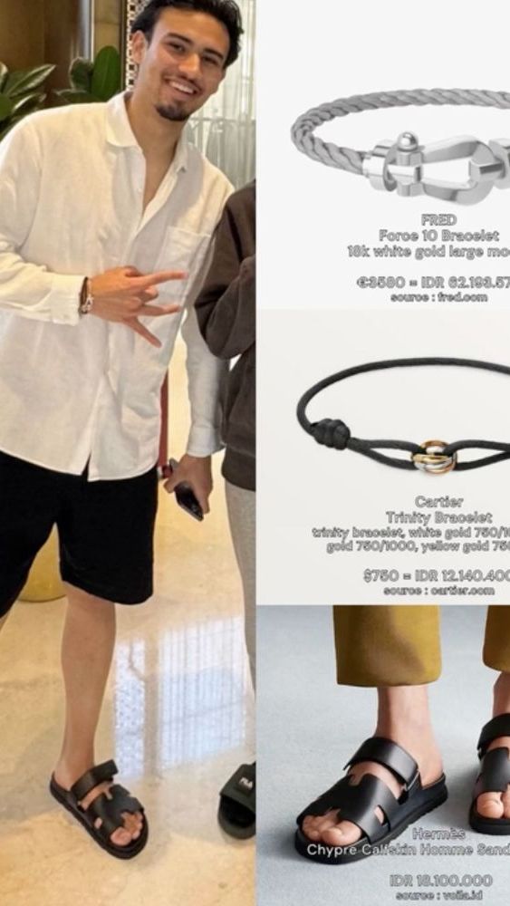 Atlet yang dijuluki Mas Tejo itu juga memakai dua gelang yang masing-masing seharga Rp 62 juta berupa emas putih keluaran brand perhiasan FRED dan Rp 12 juta berupa gelang liontin emas keluaran brand Cartier