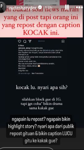 Natasha juga memberikan peringatan pada Edward agar tidak membuat drama dengan sang kakak.