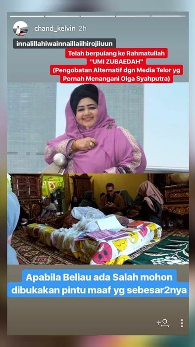 Kabar duka itu disampaikan langsung oleh salah satu sahabat Olga Syahputra, Chand Kelvin.
