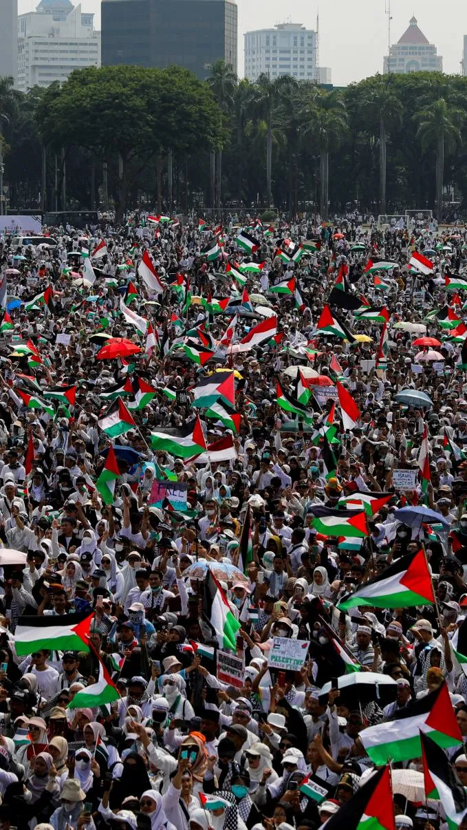 Foto Penampakan Lautan Manusia Dalam Aksi Bela Palestina Di Monas