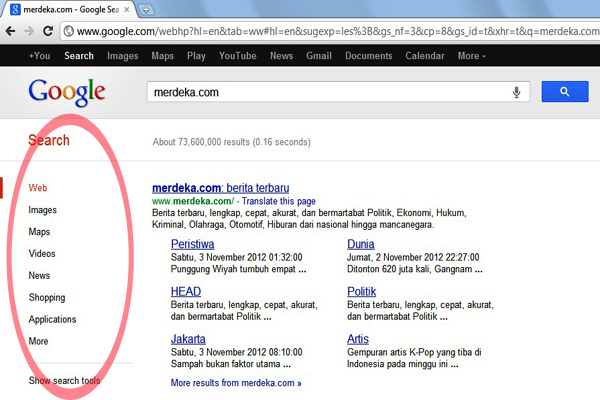 Tampilan side bar Google di Chrome