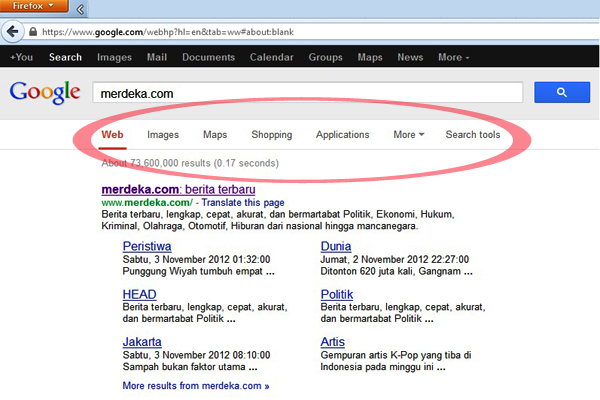 Tampilan side bar Google di Mozilla Firefox baru