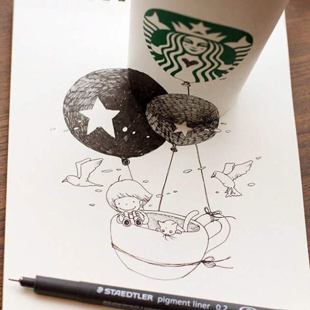 lukisan gelas starbucks 4