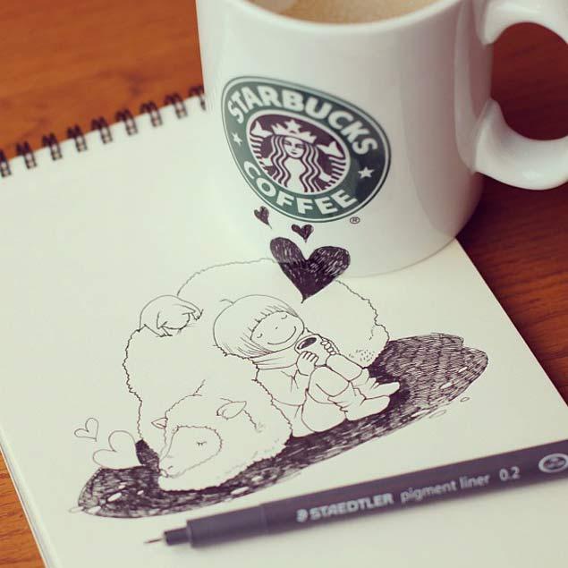 lukisan gelas starbucks 6