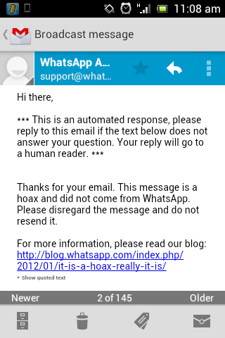 whatsapp hoax clarification