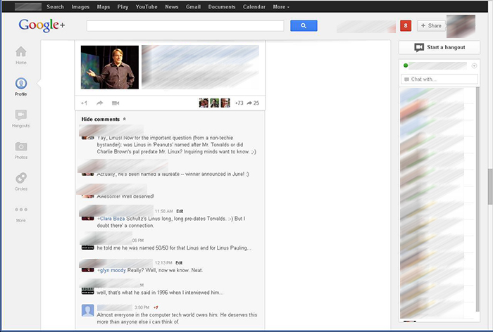 Desain Google+ lama