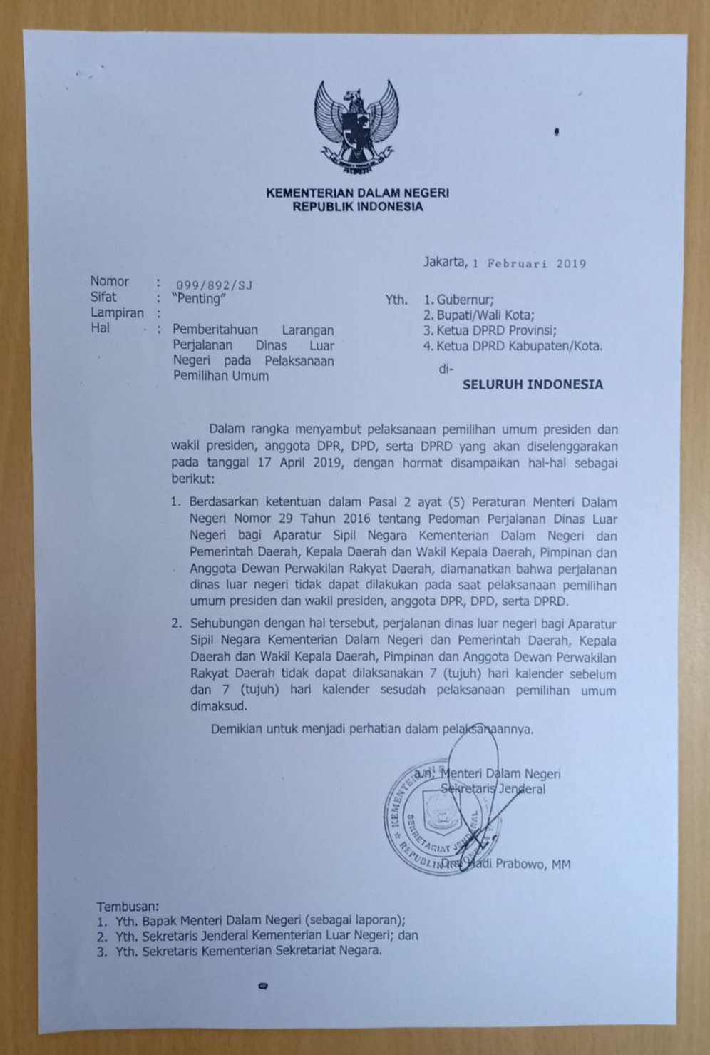 Kemendagri Buat Surat Edaran Larang Asn Lakukan Perjalanan