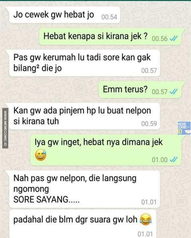 Percakapan Cowok ke temannya soal kehebatan ceweknya ini 