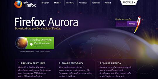 Firefox 14 Aurora support untuk TouchScreen