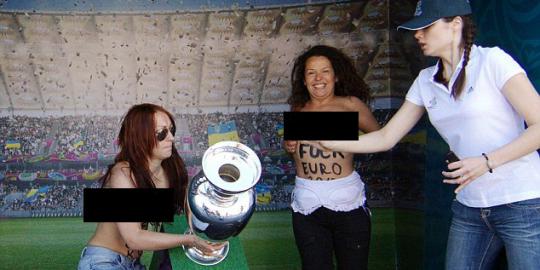 Banting trofi Piala Eropa, aktivis Femen diculik