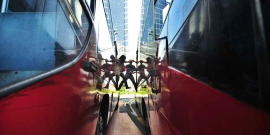 Busway mogok di Bundaran HI