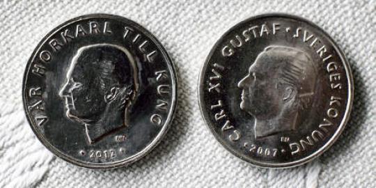 Koin 1 krona permalukan Raja Swedia