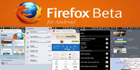 Firefox 15 Beta untuk tablet Android hadir dengan tampilan baru