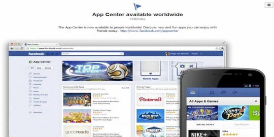 Facebook App Center dirilis untuk seluruh dunia