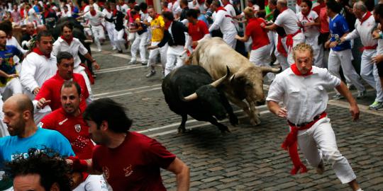 Wanita mabuk nekat melawan banteng