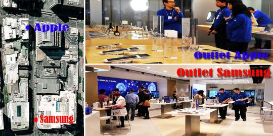 Outlet bahkan seragam karyawan Samsung mirip dengan Apple